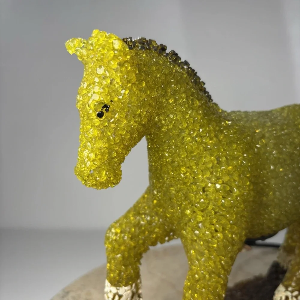 Vintage Beaded Plastic Horse Night Light‎ Popcorn Beads Green Pony Tabletop 9